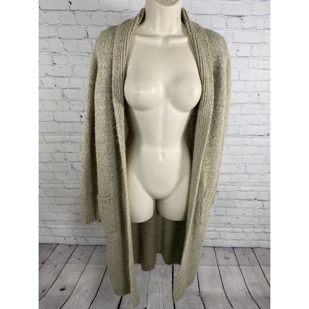 KLD Brown Long Sleeve Open Front Cable Knit Sweater Cardigan With Pockets M